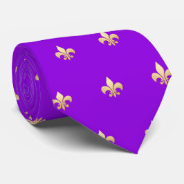 Faux Gold Fleur de lis DIY Neon Purple Stropdas