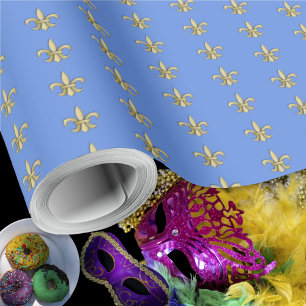 Faux Gold FleurDeLis op blauw Cadeaupapier