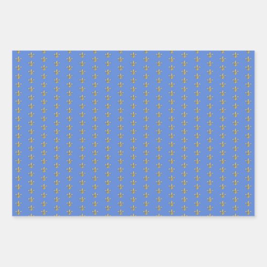 Faux Gold FleurDeLis op blauw Inpakpapier Vel (Voorkant 3)