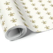 Faux Gold FleurDeLis op Ivoorkust Cadeaupapier (Rol Hoek)