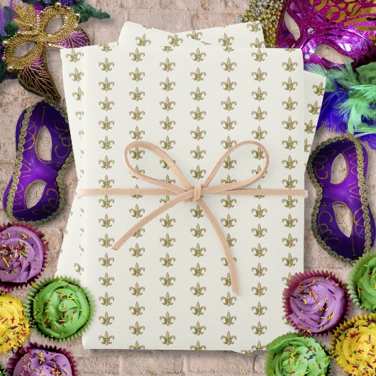 Faux Gold FleurDeLis op Ivoorkust Inpakpapier Vel