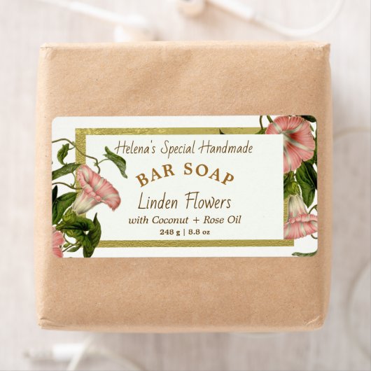  Faux Gold Floral Label for Handmade Soap (Insitu)