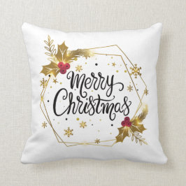 Faux Gold Floral Merry kerst | Sierkussen