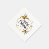 Faux Gold Floral Vrolijk Kerstfeest | Servet (Hoek)