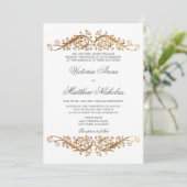 Faux Gold Flourish Damask Kaart (Staand voorkant)