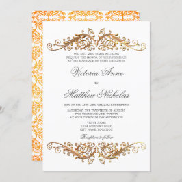 Faux Gold Flourish Damask Kaart