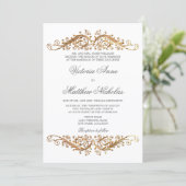 Faux Gold Flourish Damask Kaart (Staand voorkant)