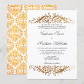Faux Gold Flourish Damask Kaart (Voorkant / Achterkant)