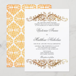 Faux Gold Flourish Damask Kaart