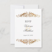 Faux Gold Flourish Damask RSVP Kaart (Voorkant)
