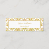 Faux Gold Flourish Wedding Details Invoegen Mini Visitekaartje (Achterkant)