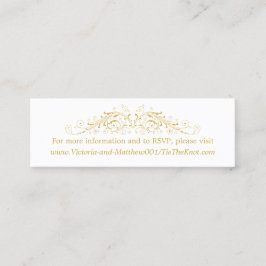 Faux Gold Flourish Wedding Details Invoegen Mini Visitekaartje
