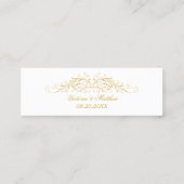 Faux Gold Flourish Wedding Details Invoegen Mini Visitekaartje (Achterkant)