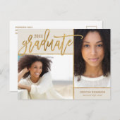 Faux Gold Foil 2 Aankondiging Foto Afstuderen Pos (Voorkant / Achterkant)