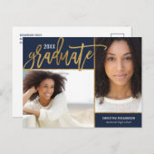 Faux Gold Foil 2 Aankondiging Foto Afstuderen Pos (Voorkant / Achterkant)