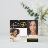 Faux Gold Foil 2 Foto-Afstuderen Aankondigingskaart (Staand voorkant)