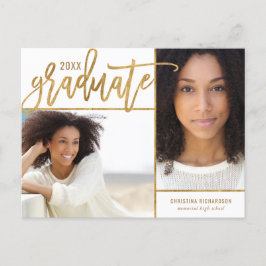 Faux Gold Foil 2 Foto-Afstuderen Aankondigingskaart