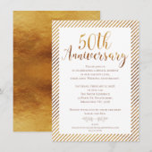 Faux Gold Foil 50e bruiloft Jubileum uitnodiging (Voorkant / Achterkant)