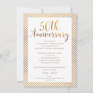Faux Gold Foil 50e bruiloft Jubileum uitnodiging