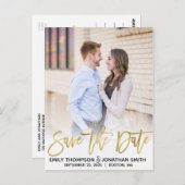 Faux Gold Foil Afbeelding Save the Date Briefkaart (Voorkant / Achterkant)
