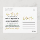 Faux Gold Foil Afbeelding Save the Date Briefkaart (Achterkant)
