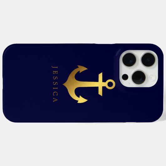 Faux Gold Foil Anchor Personalized Case-Mate iPhone Case (Achterkant (horizontaal))