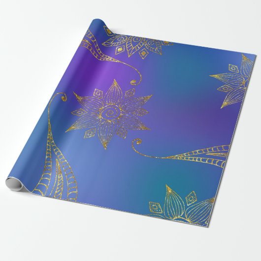 Faux Gold Foil Arabian Bollywood Cadeaupapier (Uitgerold)