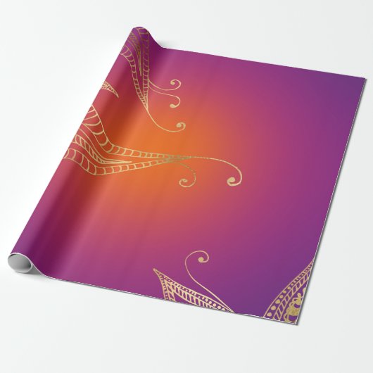 Faux Gold Foil Arabian Bollywood Cadeaupapier (Uitgerold)