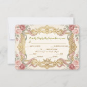 Faux Gold Foil Baroque Rococo Floral RSVP Kaartje (Voorkant)