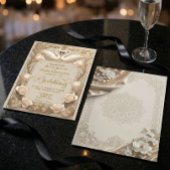 Faux Gold Foil Baroque Swans Champagne Kaart