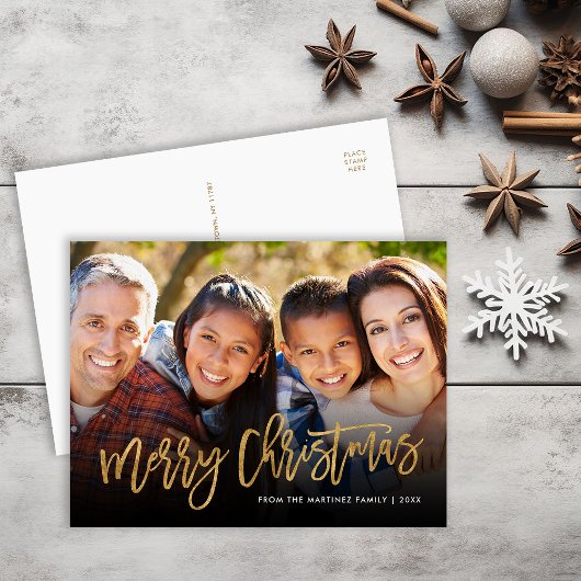 Faux Gold Foil Bekleding kerstfoto's Feestdagenkaart