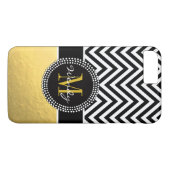 Faux Gold Foil Black Chevron Monogrammed Case-Mate iPhone Case (Achterkant (Horizontaal))