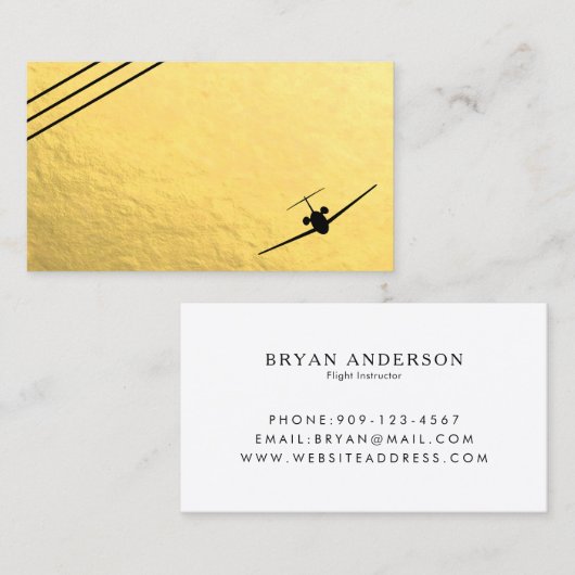 Faux Gold Foil Black Jet Aviation Visitekaartje (Voorkant / Achterkant)