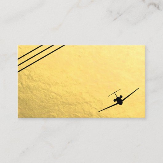 Faux Gold Foil Black Jet Aviation Visitekaartje (Voorkant)