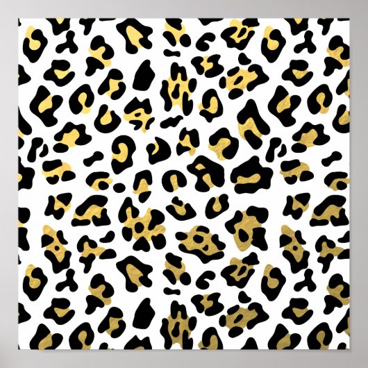 Faux Gold Foil Black leopard Print Patroon (Voorkant)
