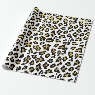 Faux Gold Foil Black leopard Print Patroon Cadeaupapier