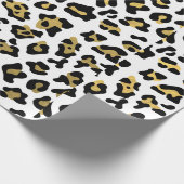 Faux Gold Foil Black leopard Print Patroon Cadeaupapier (Hoek)
