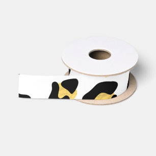 Faux Gold Foil Black leopard Print Patroon Satijnen Lint
