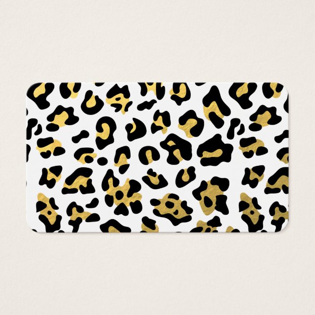 Faux Gold Foil Black leopard Print Patroon Visitekaartjes (Voorkant)