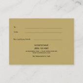 Faux Gold Foil Black Modern Cadeaubon Kortingskaartje (Achterkant)