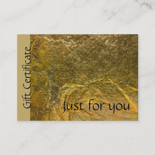 Faux Gold Foil Black Modern Cadeaubon Kortingskaartje (Voorkant)