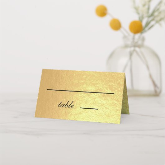 Faux Gold Foil Black Script Calligraphy Weddenscha Plaatskaartje (Voorkant)