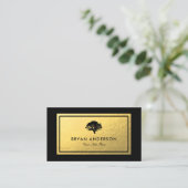 Faux Gold Foil - Black Tree Logo Visitekaartje (Staand voorkant)
