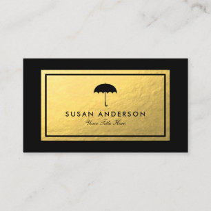 Faux Gold Foil - Black Umbrella Visitekaartje