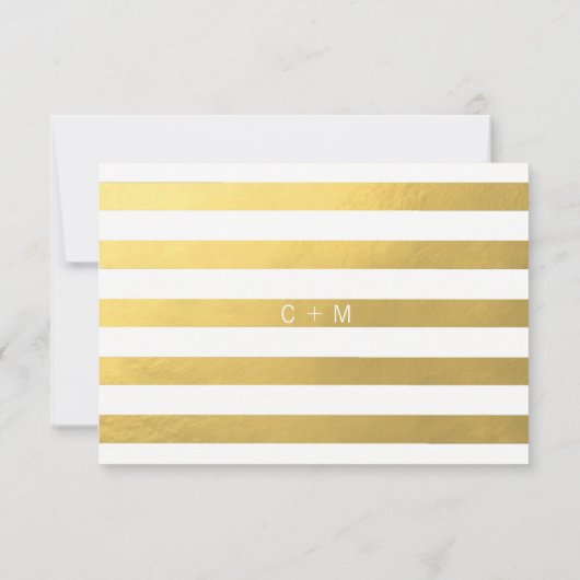 Faux Gold Foil Black & White RSVP Menu Weddenschap (Achterkant)