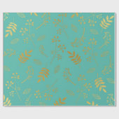 Faux Gold Foil Blauwgroen Blue Cadeaupapier (Vlak)