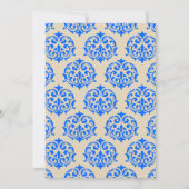 Faux Gold Foil Blue Damask Islamic Muslim Weduwen Kaart (Achterkant)