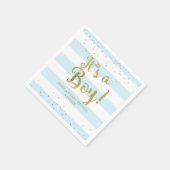 Faux Gold Foil, Blue Stripes Baby shower a Boy Servet (Hoek)