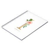 Faux Gold Foil Blush Pink Floral Letter I Monogram Notitieboek (Linkerzijde)
