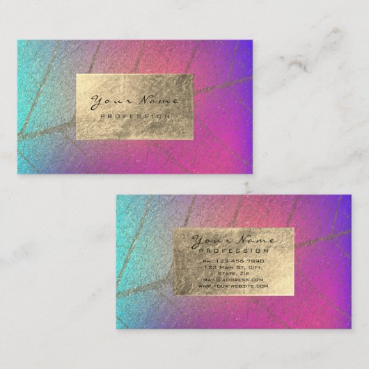 Faux Gold Foil Botanical Beauty Studio Ombre Pink Visitekaartje (Voorkant / Achterkant)